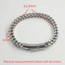 1 pieza Pulsera de cadena de acero inoxidable chapada en oro de 18K, estilo punk, accesorio de moda como regalo para hombres - Plateado - Ver 5
