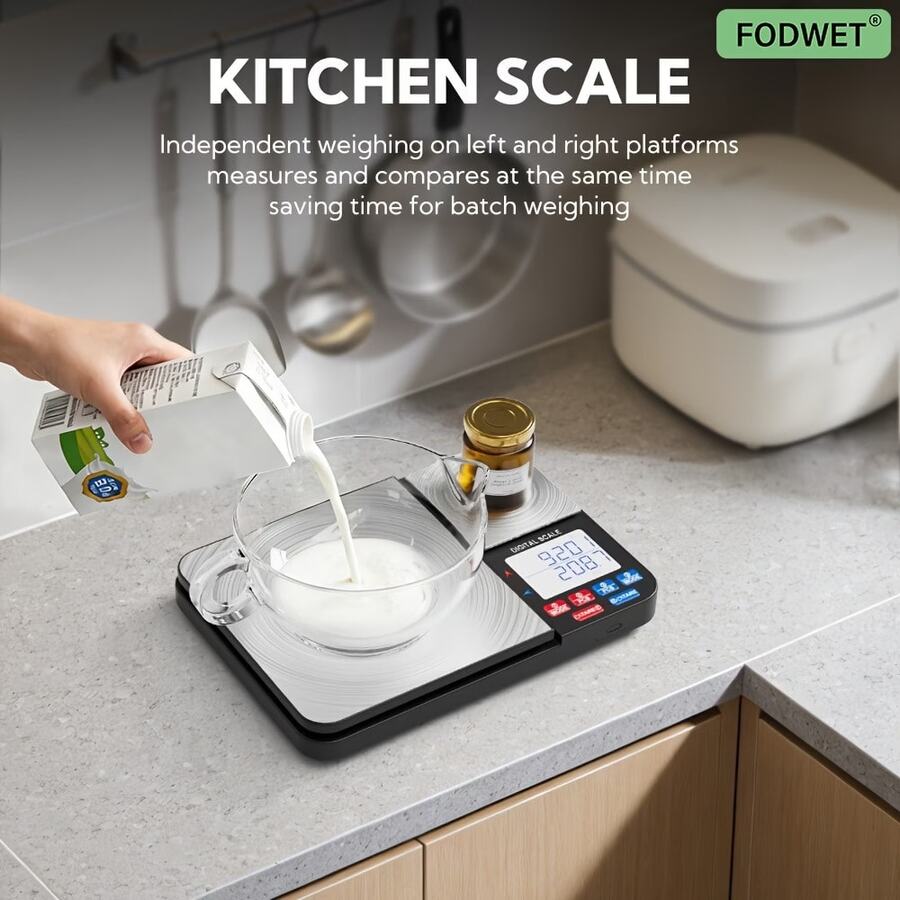 10kg/1g High Capacity & 0.01g High Precision Electronic Food Scale With Dual Weighing Zones, Suitable For Ingredients, Powder, Food Education And Baking, Requires 3 AAA Batteries (Not Included)