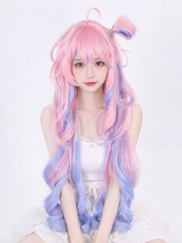 34-Inch - Women's Cosplay Wig, Multi-Layered Gradient Color, High-Temperature Silk Simulated Scalp, Rose Mesh, Suitable For Holiday Events And Everyday Photoshoots.