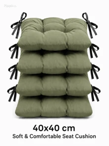 4pcs Comfortable Chair Pads, Machine Washable, Durable Bright Design, Comfortable Support, Suitable For Garden, Outdoor, Restaurant And Office, Made In Turkey, For Example, Suitable For Living Room, Outdoor, Office, Dining Room, Etc All Can Help To Attract Traffic - Olive Green - View 1