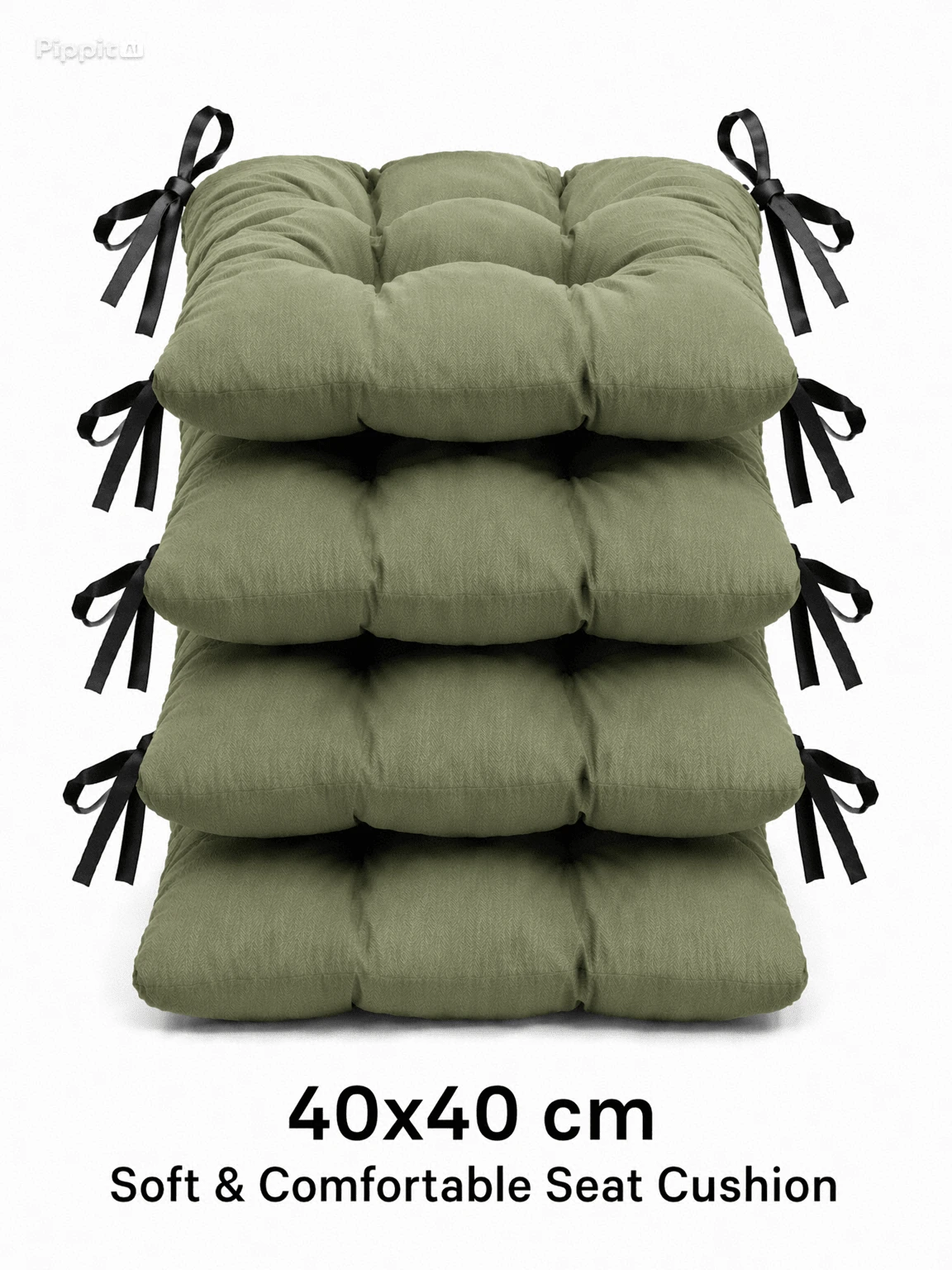 4pcs Comfortable Chair Pads, Machine Washable, Durable Bright Design, Comfortable Support, Suitable For Garden, Outdoor, Restaurant And Office, Made In Turkey, For Example, Suitable For Living Room, Outdoor, Office, Dining Room, Etc All Can Help To Attract Traffic - Olive Green - View 1
