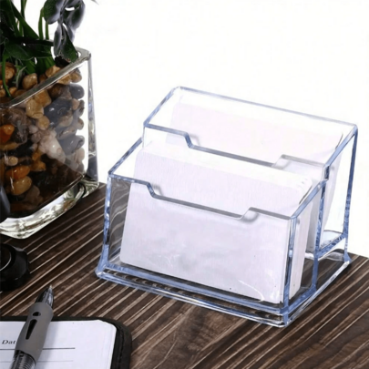 Kệ đựng danh thiếp/hộp lưu trữ hồ sơ acrylic trong suốt 1/2/3 tầng, bền trong suốt, phù hợp cho bàn làm việc văn phòng, bàn ăn, bàn khách sạn để lưu trữ danh thiếp, tài liệu, khăn giấy, v.v.