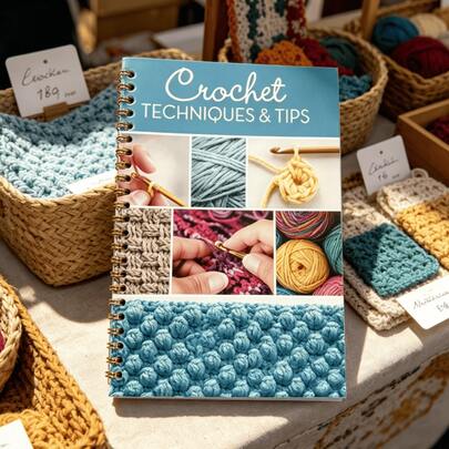 1 Peça Caderno Espiral com Técnicas e Dicas de Crochê, Guia Passo a Passo com Fotos para Iniciantes e Crocheteadores Avançados, Aprenda Pontos, Padrões e Truques, Planejador de Artesanato e Diário de Projetos, Design de Capa com Ponto de Crochê Azul, Ideal para Amantes de Crochê, Entusiastas de Tricô e Hobbistas, Como Presente Prático para Crocheteadores e Amigos de Artesanato