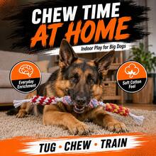 Đồ chơi tương tác phù hợp cho chó cỡ trung bình đến lớn, đồ chơi kéo và gặm bằng dây thừng bền chắc. - Nhiều màu - Xem 7