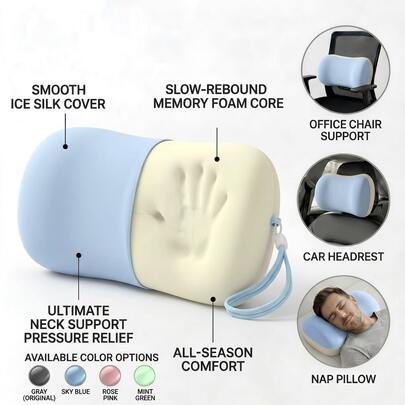 Ergonomic Cooling Office Desk Nap Pillow, Suitable For Prone Sleeping; Multi-Functional Slow Rebound Lumbar Support Neck Pillow With Back And Waist Support Function, Also Can Be Used As A Portable Travel Pillow