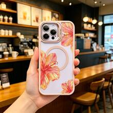 Watercolor Hibiscus Flowers White Background Element Design Pink Magnetic Phone Case For IPhone 16/15/14/13/12/11/X/XS - Slim TPU Protective Cover, Anti-Slip & Scratch Resistant | Perfect Birthday Present For Her | Summer Gift Idea - 粉色 - 查看 9
