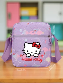 SANRIO 1 chiếc túi đeo chéo Hello Kitty siêu nhẹ có dây đeo tháo rời - Kiểu dáng ngọt ngào, in hình hoạt hình và khóa kéo, túi đeo vai đơn dễ thương, phổ biến, thích hợp cho du lịch, đi làm, sử dụng hàng ngày, túi xách công sở, thiết kế vui nhộn, lớp lót polyester bền chắc. - Nhiều màu - Xem 3
