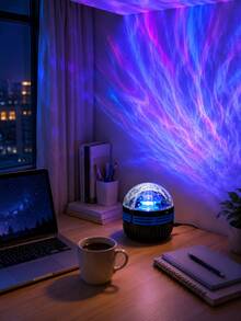 1pc [Aurora Projector] Blue Aurora Room Light, Circular Remote Control Desktop Model, Suitable For Bedroom, Home Theater, Room Decor - Multicolor - View 2