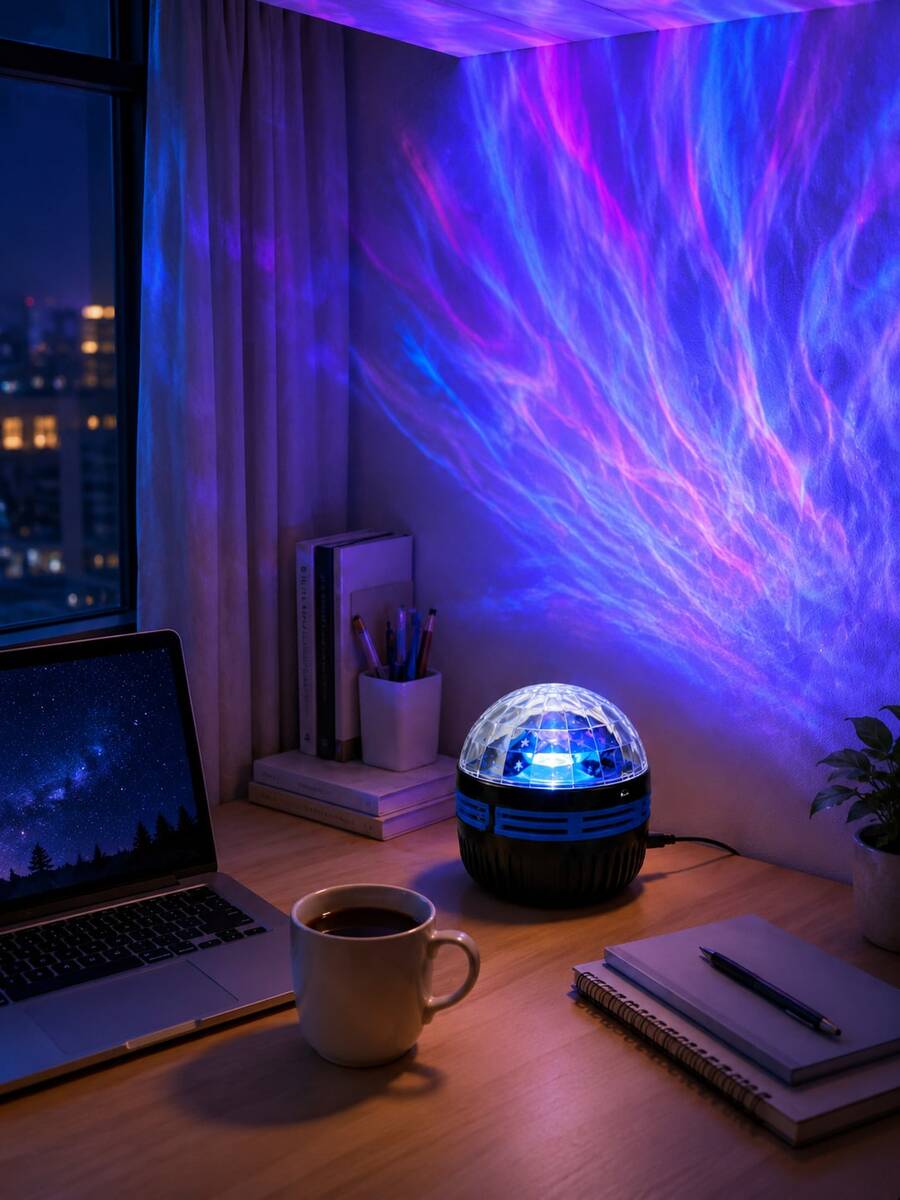 1pc [Aurora Projector] Blue Aurora Room Light, Circular Remote Control Desktop Model, Suitable For Bedroom, Home Theater, Room Decor