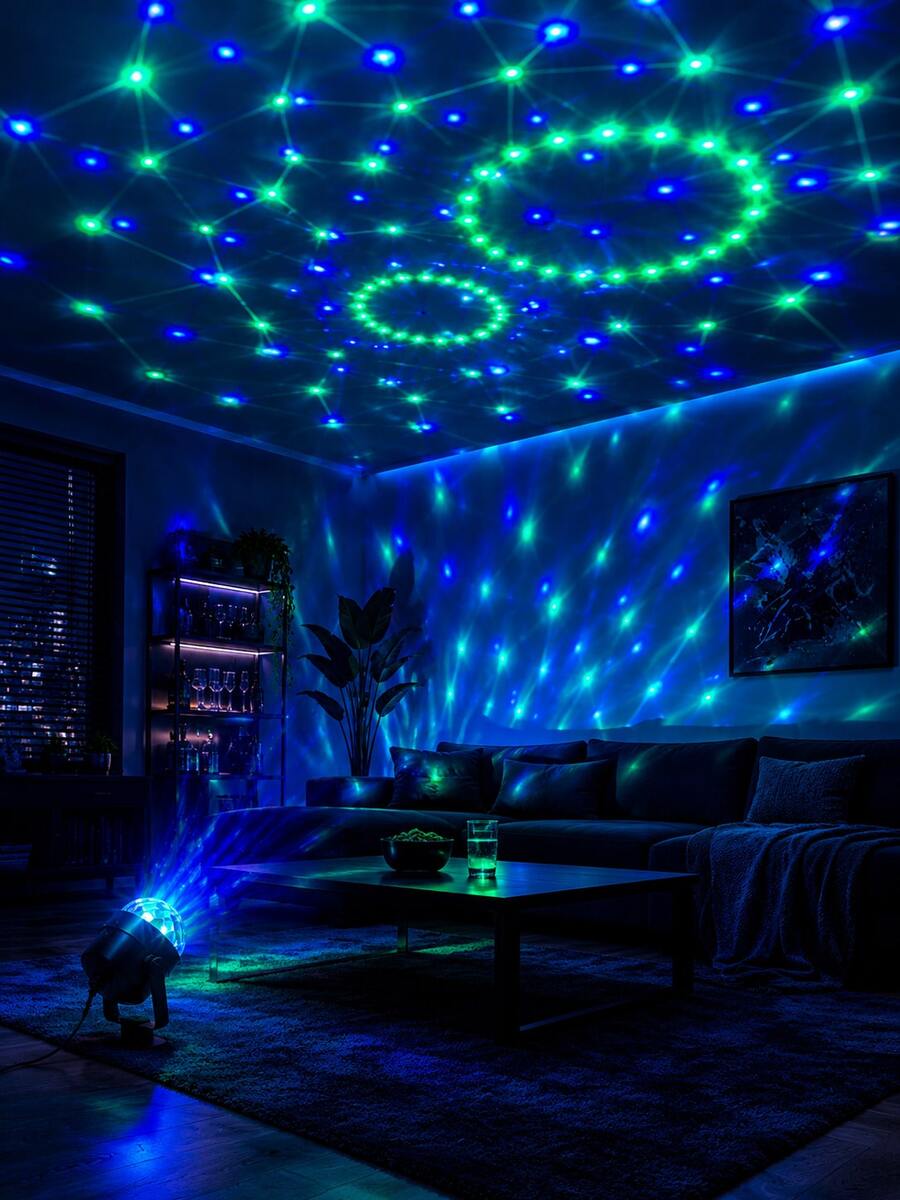 1 pieza [Lámpara de proyección de fiesta] Luz de proyección de pared con anillo estrellado, alimentada por USB, adecuada para dormitorio, dormitorio, decoración de habitación, ambiente festivo