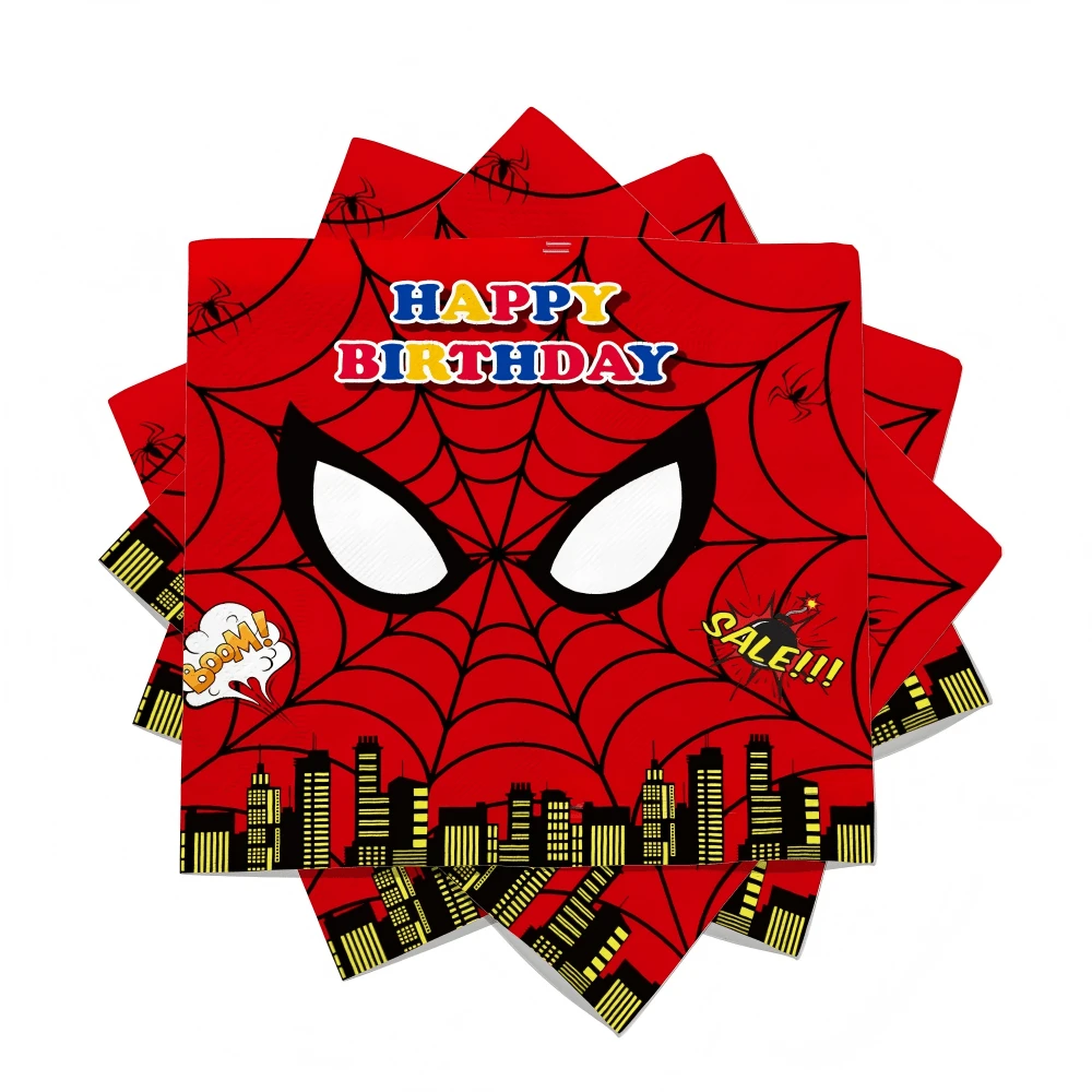 Bộ 20 khăn giấy chủ đề Người Nhện làm quà sinh nhật cho bé trai/fan Marvel/trang trí tiệc - Nhiều màu - Xem 1