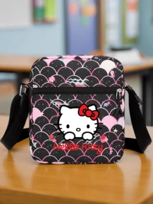 SANRIO 1 chiếc túi đeo chéo Hello Kitty siêu nhẹ có dây đeo tháo rời - Kiểu dáng ngọt ngào, in hình hoạt hình và khóa kéo, túi đeo vai đơn dễ thương, phổ biến, thích hợp cho du lịch, đi làm, sử dụng hàng ngày, túi xách công sở, thiết kế vui nhộn, lớp lót polyester bền chắc. - Nhiều màu - Xem 7