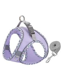 2pcs/Set Pet Dog Travel Supplies Set, Dog Leash + Harness Suit, Outdoor Walking Easy Hook And Loop Chest Strap - Multicolor - View 25