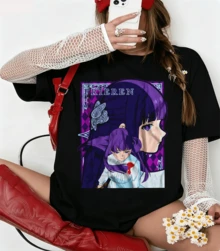 Freezing Beyond Journey's End Fern Oversized T-Shirt, Unisex Black, Anime - Black - View 8