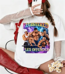 Registered Flex Offender Gym Oversize T-Shirt, Unisex White, Meme Style - White - View 1
