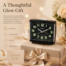 1pc Luminous Analog Alarm Clock, No Ticking Silent With Snooze Function Bedside Clock Suitable For Heavy Sleepers, Metal Appearance ABS Shell Desk Clock, AA Battery Required (Sold Separately), Bedroom Dorm Decor Luminous Alarm Clock, Back To School Gift - Multicolor - View 13