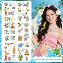 防水水节贴纸 临时纹身贴纸 夏季女士化妆多巴胺卡通贴纸 持久彩色贴纸 水瓶贴纸 - 彩色 - 查看 12