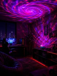 1pc [Galaxy Projector Lamp] Multi-Color Wall & Ceiling Projection Lamp, Tabletop Design, Suitable For Bedside, Dorm, Home Theater, Party - Multicolor - View 12