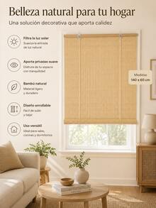 Persianas enrollables de bambú natural, disponibles en varios tamaños, que ofrecen opacidad y transpirabilidad. Diseño sencillo, ideal para hogares, pisos de alquiler y familias. Persianas enrollables de bambú de estilo natural, perfectas para balcones, salas de estar, dormitorios y otras estancias que requieran protección solar. Cortinas para ventanas. - cortina de bambú - Ver 5
