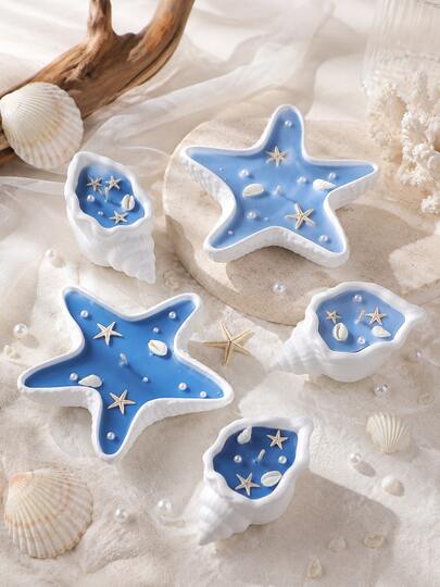 1 pièce Bougie parfumée en forme d'étoile de mer, bougie décorative d'aromathérapie en cire de gelée de mer étoilée minimaliste, convient pour les accessoires de photographie de bureau, les cadeaux, la décoration de maison de plage, les cadeaux pour femmes, les cadeaux d'anniversaire, la Saint-Valentin, les faveurs de mariage