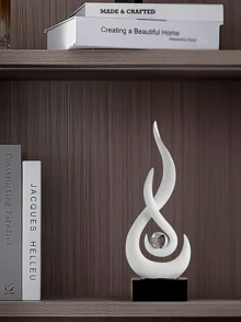 現代抽象藝術桌面裝飾，樹脂火焰雕塑，現代黑白中心裝飾品，適合客廳，絕佳禮物選擇，家居裝飾，收藏品 - 彩色 - 查看 8