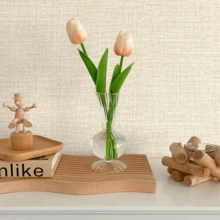 1 Cuộn Giấy Dán Tường Tự Dính Màu Be, Họa Tiết Vải Vải, Chống Thấm Nước, Có Thể Tháo Gỡ & Bóc Ra, Giấy Dán Tường Vinyl Dùng Cho Đồ Nội Thất, Trang Trí Tường, Trang Trí Phòng, Trang Trí Nhà Cửa, Giấy Dán Bao Bì Vinyl - Sương giá - Xem 11