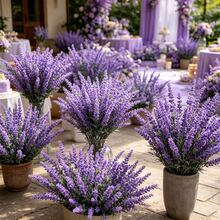 3pcs Artificial Lavender Flowers, UV-Resistant Design No Watering Needed, Suitable For Indoor Living Room Planter Filler, Outdoor Porch Hanging Basket, Window Sill Decor, Entryway Tabletop Vase Insert, Realistic Lavender Home Greenery Decor - Purple - View 6