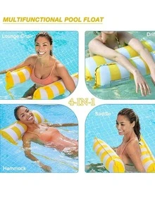 1 pieza Hamaca inflable con malla, respaldo plegable de doble uso, balsa flotante, silla de descanso flotante para entretenimiento acuático, cama flotante, sofá, flotador inflable para piscina, esencial de playa, flotador de piscina - A - Ver 7