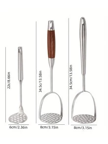 1pc 304 Stainless Steel Mashed Potato Press, A Household Multi-Functional Heavy-Duty Manual Pressing Tool And A Baby Food Auxiliary Device - Multicolor - View 4
