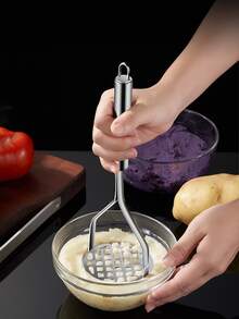 1pc Stainless Steel Potato Press, Potato Masher, Potato Puree Extractor, Potato Puree Press Tool, Manual Vegetable And Fruit Puree Extractor Tool - Multicolor - View 8
