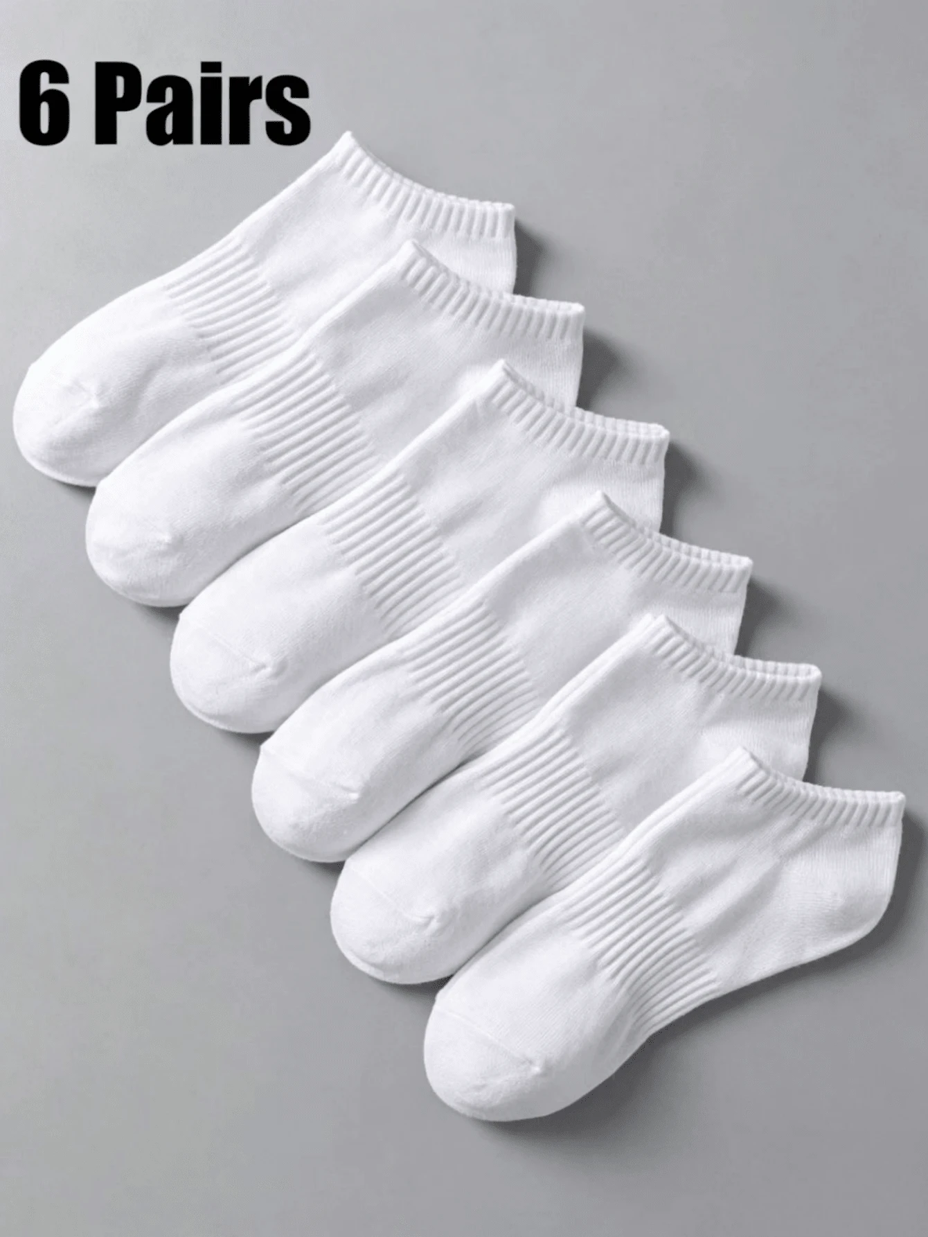 6 Pairs White Thin Casual Socks, Breathable & Comfortable For Summer, Unisex For Daily, Home, Travel & Business Wear - White - View 1