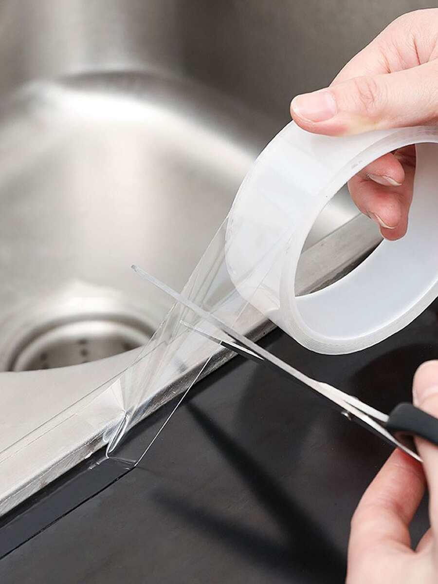 5M Waterproof Tape Heavy Duty Reusable Waterproof Adhesive Strips, Removable Washable No Trace Sticky Grip, Transparent Self-Adhesive Seal Tape For Sink, Pool Joint, Home, Kitchen, Car & Christmas Gift Decor - Multicolor - View 1