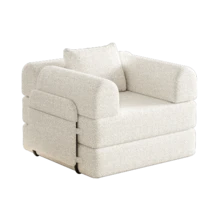 [Patented Design] 2-In-1 Chenille Sofa Bed With Armrest Storage Compartment, Three Metal Frames And Multiple Configuration Options. - 米色 - 查看 6