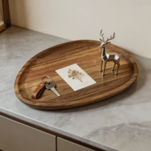 Asymmetrical Acacia Wood Tray - Luxury Decorative Tray, Perfume Tray, Bedroom Storage, Room/Guest Room/Living Room Decor, Jewelry Tray, Vanity Decor, Ideal For Holding Perfume, Jewelry, Bath Products, Cosmetics - Perfect Holiday Gift, Bathroom Accessory, Bathroom Tray - C-Wood Color - View 4