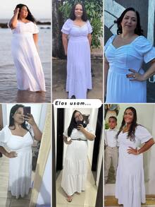 Women's Plus Size White Long Dress For New Year's Eve, Civil Wedding, Christening - trắng - Xem 8