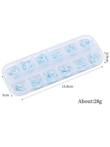 12 Grids 3D Ribbon Bow Nail Charms, Pink/Blue/White Satin Texture Bowknot Nail Decorations, Y2K Coquette Style, DIY Nail Art Accessories For Acrylic Nails & Press On Nails, Salon/Home Use - Multicolor - View 6