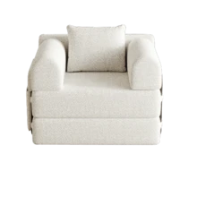 [Patented Design] 2-In-1 Chenille Sofa Bed With Armrest Storage Compartment, Three Metal Frames And Multiple Configuration Options. - 米色 - 查看 1