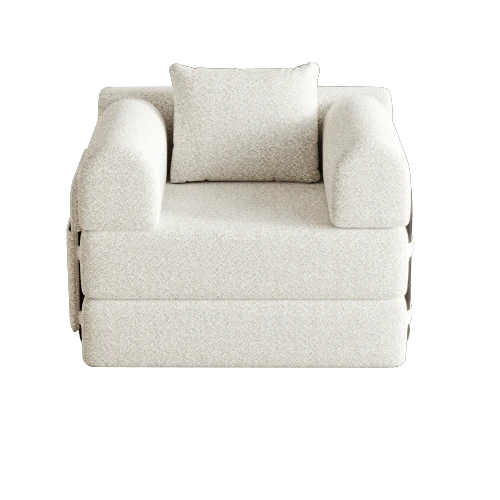 [Patented Design] 2-In-1 Chenille Sofa Bed With Armrest Storage Compartment, Three Metal Frames And Multiple Configuration Options. - 米色 - 查看 1