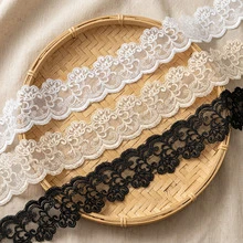 5cm寬 1/5碼復古花卉刺繡蕾絲飾邊緞帶，優雅網格蕾絲邊，適用於DIY縫製手工、窗簾、婚紗禮服、衣飾裝飾配件 - 多色D - 查看 3