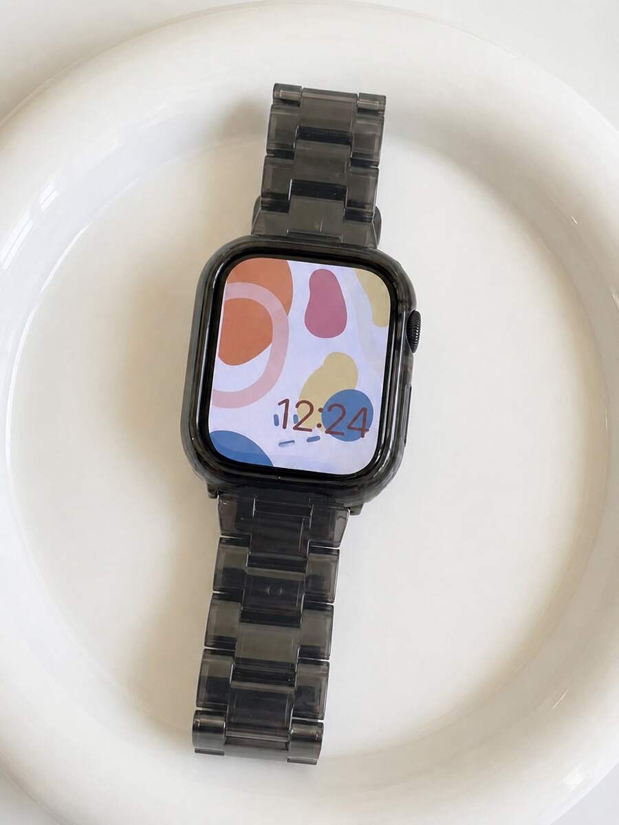 1条黑色透明表带，兼容 40mm、41mm、42-46mm、44mm、45mm、49mm Ultra 2，透明智能手表表带，透明手镯式腕带，表带配件，带连接器的替换表带，兼容 Series 10、9、8、7、6、5、4、SE，智能手表表带配件，时尚日常佩戴表带，送礼佳品