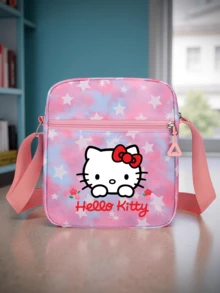 SANRIO 1 chiếc túi đeo chéo Hello Kitty siêu nhẹ có dây đeo tháo rời - Kiểu dáng ngọt ngào, in hình hoạt hình và khóa kéo, túi đeo vai đơn dễ thương, phổ biến, thích hợp cho du lịch, đi làm, sử dụng hàng ngày, túi xách công sở, thiết kế vui nhộn, lớp lót polyester bền chắc. - Nhiều màu - Xem 2