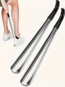1/2 piezas Calzador de acero inoxidable de 30cm/42cm, sin necesidad de doblarse para ponerse los zapatos, especialmente adecuado para personas de mediana edad y mayores - Talla única - Ver 1