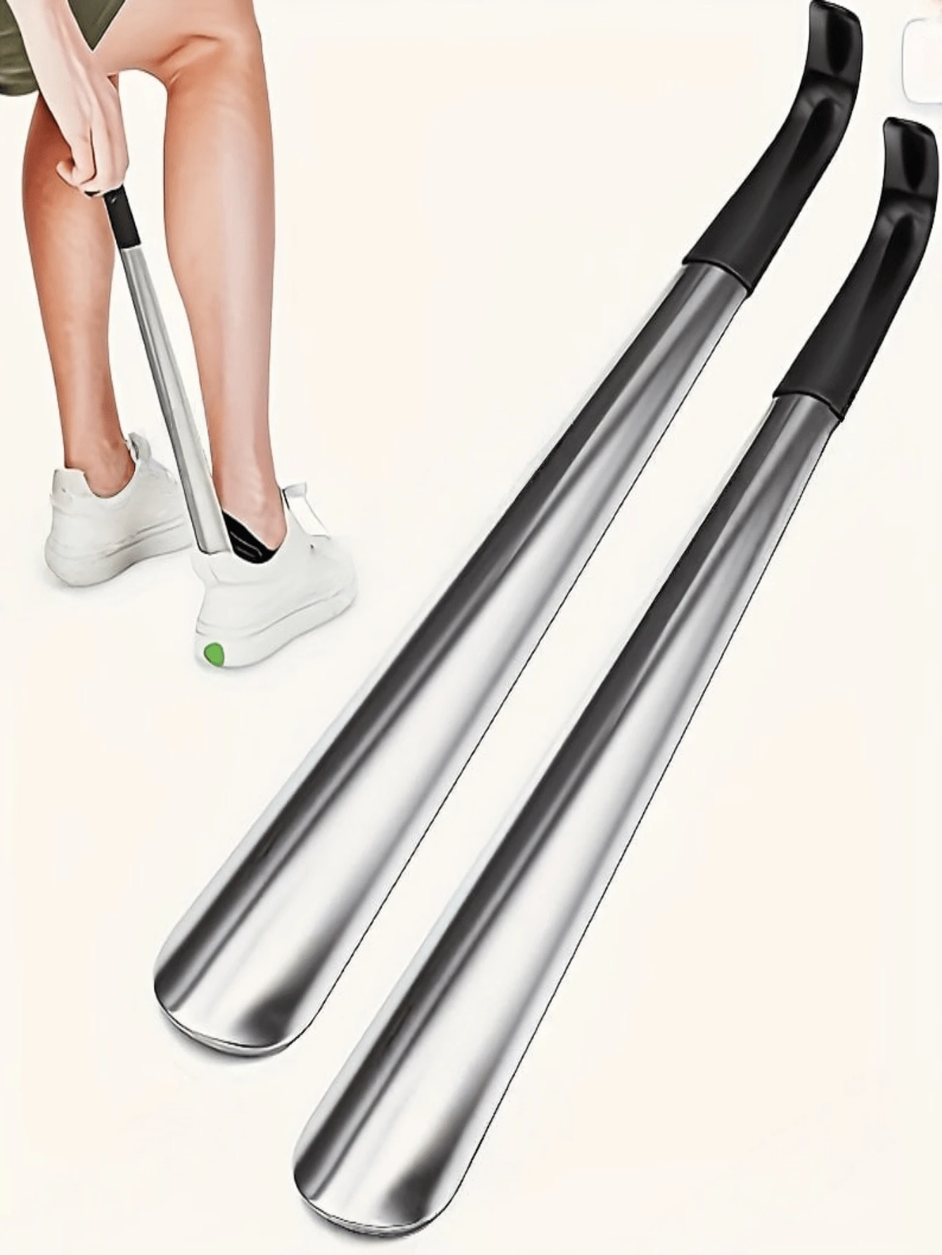 1/2 piezas Calzador de acero inoxidable de 30cm/42cm, sin necesidad de doblarse para ponerse los zapatos, especialmente adecuado para personas de mediana edad y mayores - Talla única - Ver 1