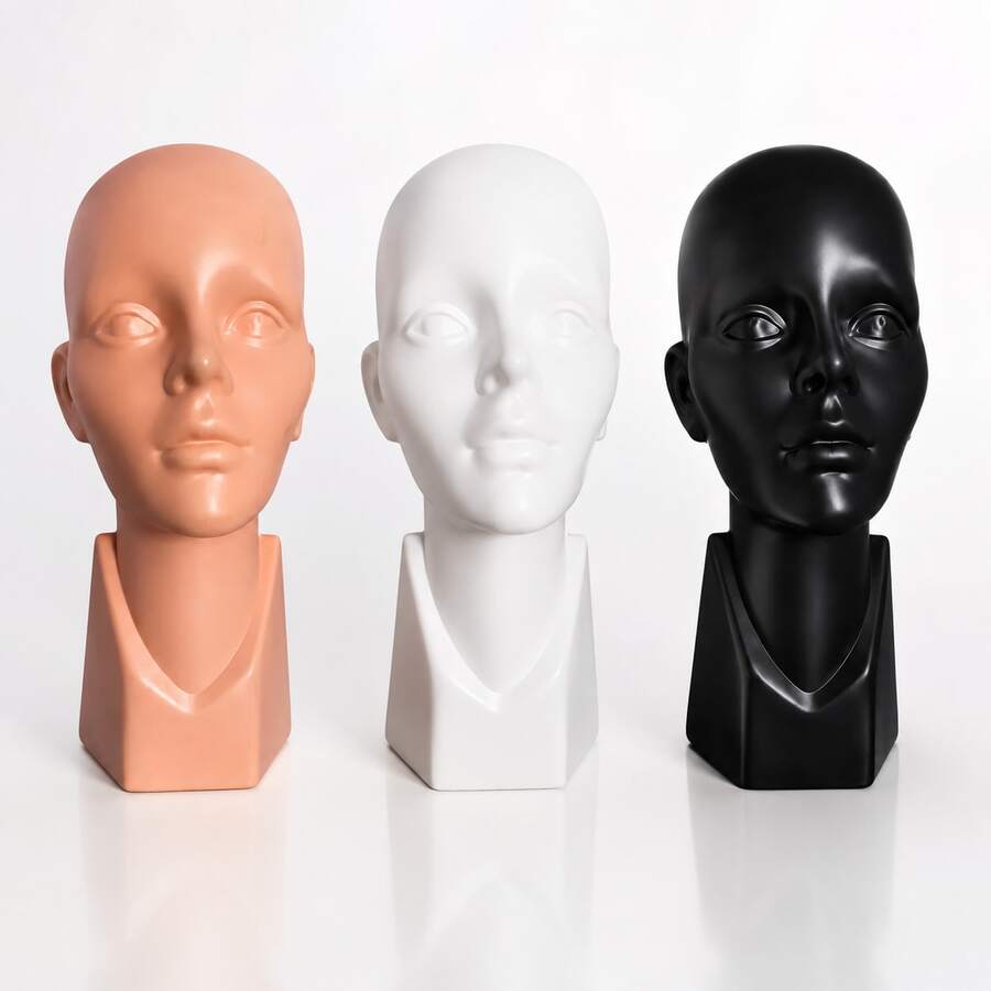 Cabeza de Plástico para Exhibición Profesional – Resistente, Ligera y Duradera | Ideal para Pelucas, Gorras, Accesorios, Maquillaje y Exhibición en Tiendas con Acabado Moderno y Elegante ✨ - Ver 1