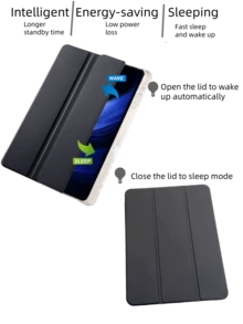 適用於 Honor Pad X8A 平板保護殼，智能休眠喚醒，附筆槽，磨砂背板，可自由 DIY，氣囊防摔防震，三折平板保護套，Tab M11 保護殼，MatePad 保護殼，相容 Matepad SE 11"、Pad2 11" 平板保護殼，A16 保護殼，適用於 iPad 11 代平板保護殼 - 黑色 - 查看 5