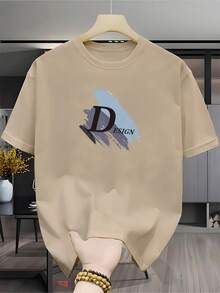 Men's Short-Sleeved T-Shirt With A Minimalist Print Of Creative Brushstrokes And Artistic Motifs. Distinctive Design Style With A Modern Aesthetic. Made From Polyester Fiber, Suitable For Outdoor Activities. Durable, Breathable, And With A Regular Fit. Modern, Casual, And Versatile. - 紅色 - 查看 9