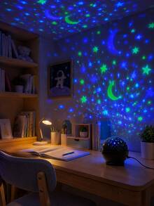 1pc USB Plug In Starfield Night Light, Colorful Moon Lamp For Home Theater Corner, Bedroom And Apartment Space - Multi-color light - View 8