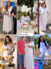 Women's Plus Size White Long Dress For New Year's Eve, Civil Wedding, Christening - trắng - Xem 3