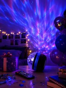 1pc [Aurora Projector] Blue Aurora Room Light, Circular Remote Control Desktop Model, Suitable For Bedroom, Home Theater, Room Decor - Multicolor - View 7