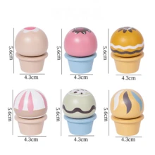 3-5 Years Old Children Wooden Ice Cream Cart Toy Set, With Cake DIY Handmade, Realistic Ice Cream Toys, Kitchen Accessories - Multicolor - View 3